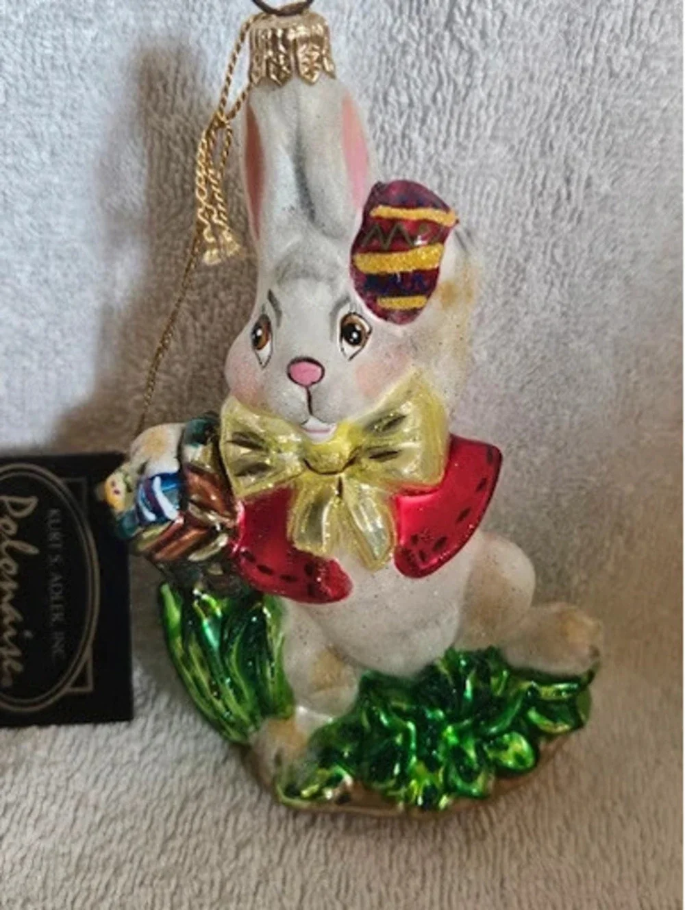 Vintage Kurt S. Adler Polonaise Komozja Easter Bunny Glass Ornament 5 by 3